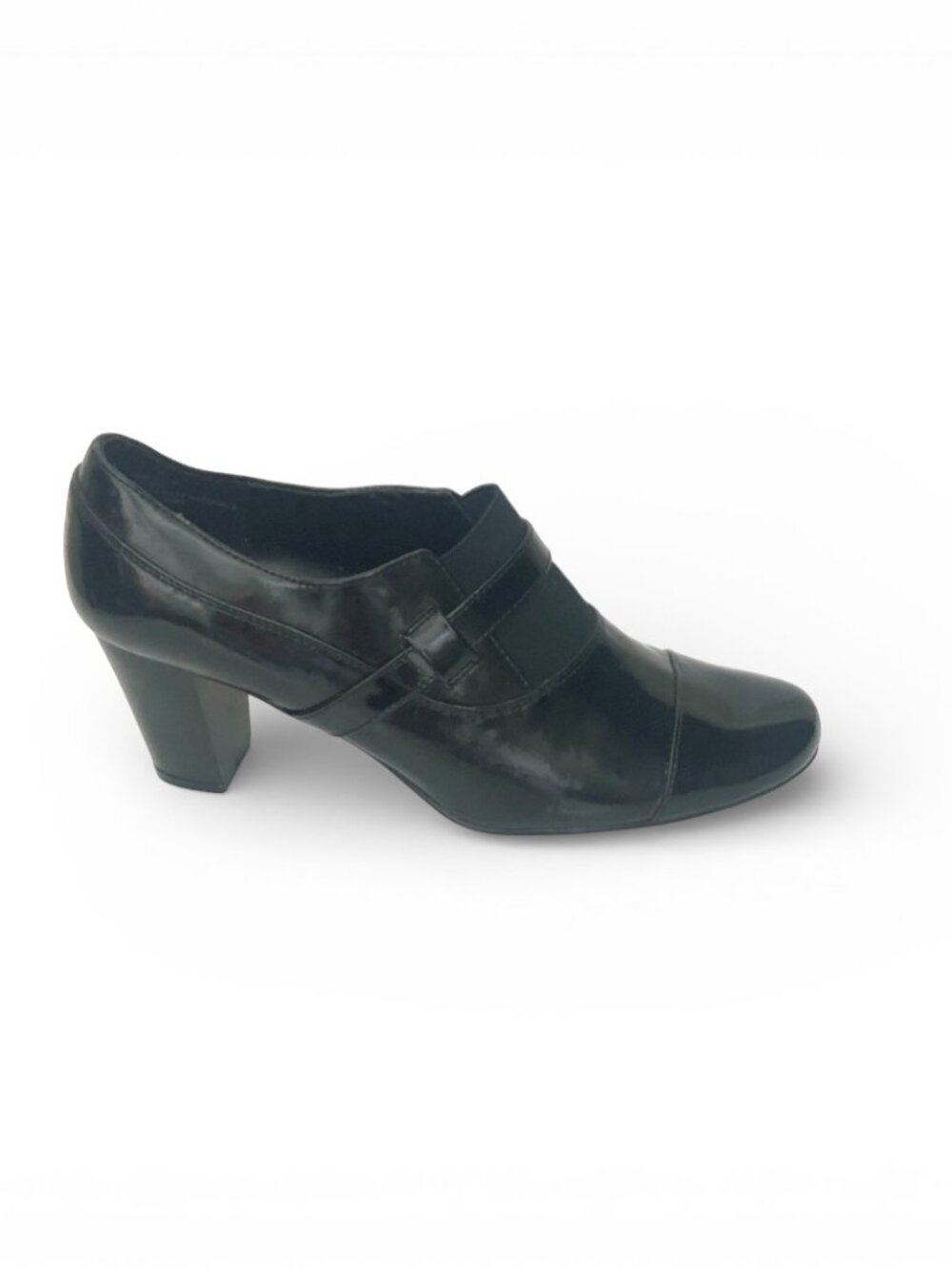NWOB GNW Flex Black Patent Leather Pump 3" Block Heels Size 10